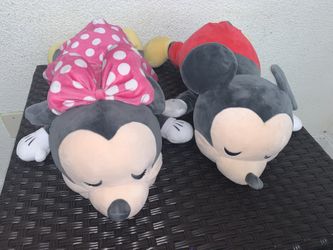 Disney Cuddleez Mickey & Minnie Mouse Sleeping Stuffed 24" Plush Doll 
