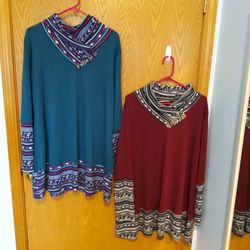 Many Womens 2X Tunics, Dusters, And Hoodies, And Pants