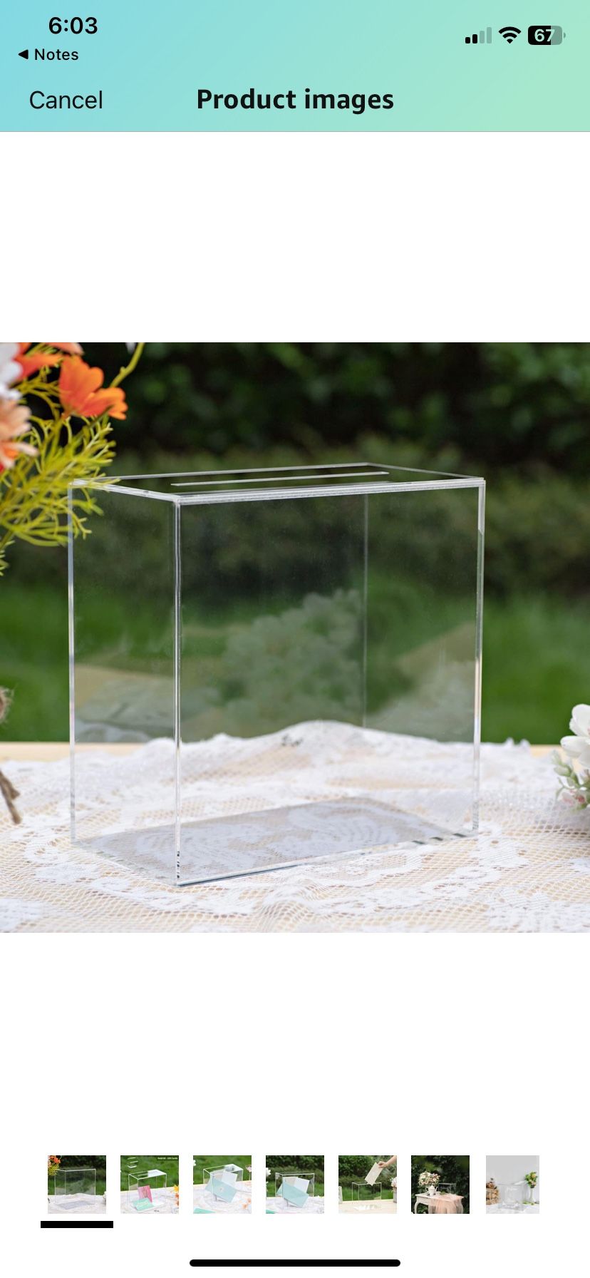 New UNIQOOO Clear Acrylic Card Box w/Slot, Thick DIY Wedding Box Blank No Print, Large 10x10x5.5 in