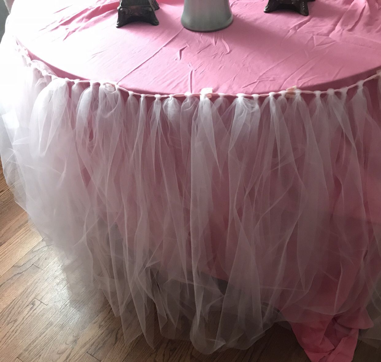 Pink tulle table skirt