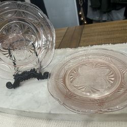 Royal Lace Pink Dinner Plates Set Of 4 By Hazel Atlas 10” Depression Glass USA