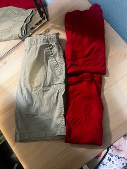 Lot of Boys Wonder Nation uniform khaki shorts and two size large tshirts