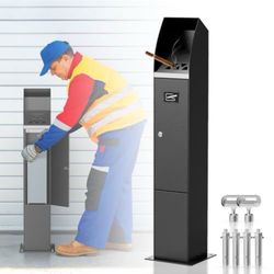 Standing Cigarette Butt Disposal Outdoor, Receptacle,Ashtray,Bin,Fireproof, Prevention of Waterlogging, Corrosion Resistant, Smokeless, Suitable for I