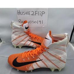 Nike Vapor Untouchable 3 Elite Football Cleats White Orange AO3006-118 Size 12