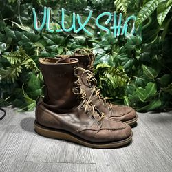 Red Wing Boots Moc Toe Boots Vintage 1960's Lace Up Work Boot Mens Size 6