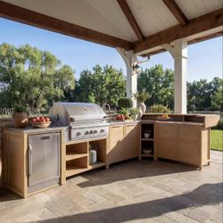 Solid Cedar Outdoor Kitchen Cabinet Set,