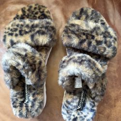 Koolaburra By Ugg Women’s Animal Print Faux Fur Fuzzy Slide Slippers Size 8 Brand New No Box
