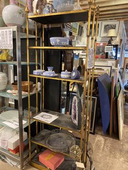 French shelf Golden Shell With Blackboard Golden Bamboo Style Metal Or Business Decorative, Or For House Or A Store