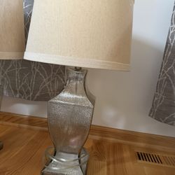  Lighting Collection Glass Bottom Antique Silver and Wheat Table Lamp, Set of 2