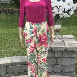 Cache Floral Pants With Shirt Sz 2