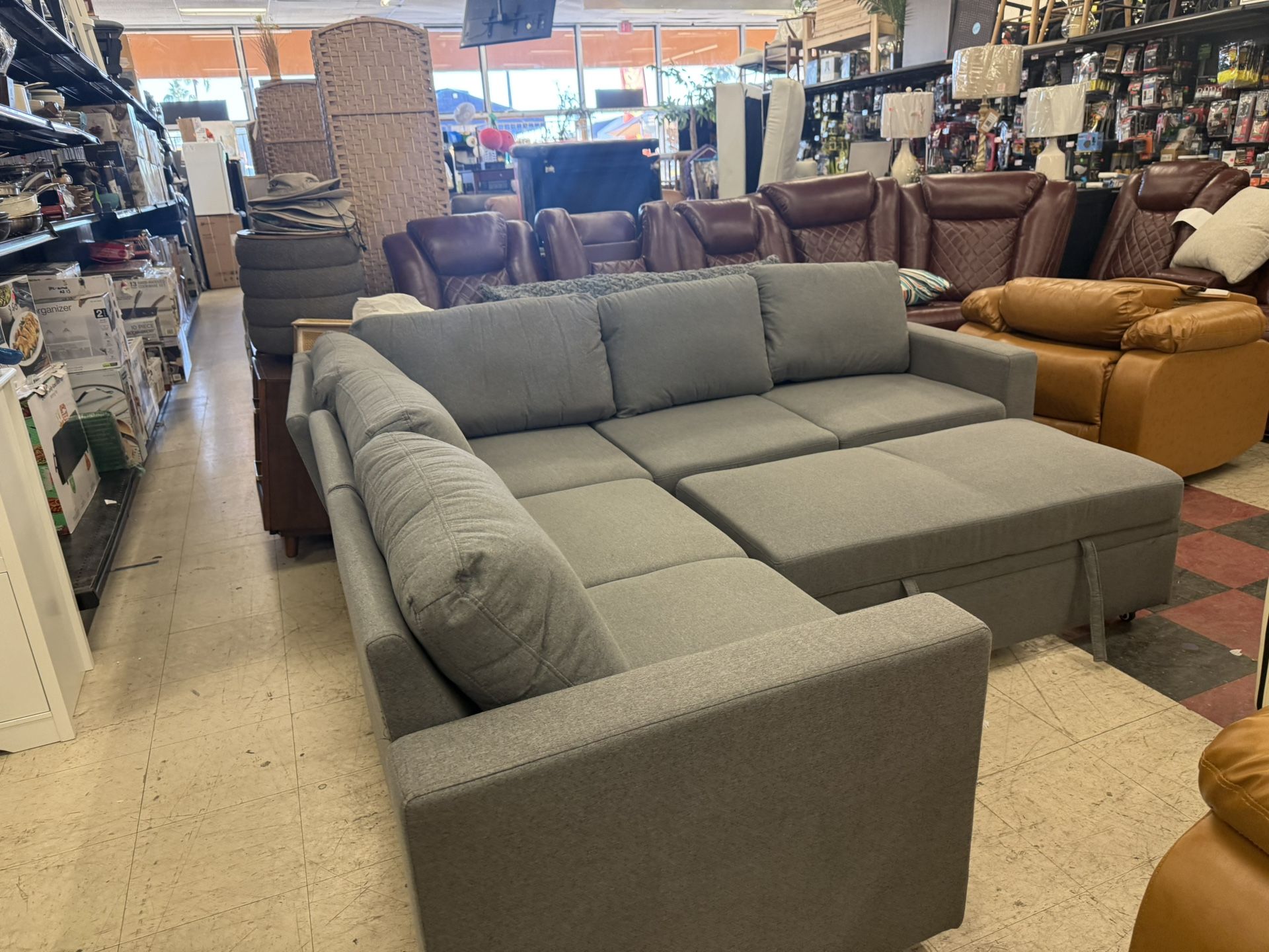 Fabric Convertible Sleeper Sectional