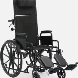 New High-Back Foldable Wheelchair for Adults 300-Lbs 18.5-Inch Reclining Seat