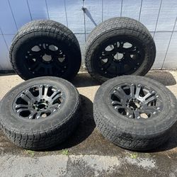 (4) 18inch Black Rims With Tires 