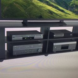 CORLIVING FS-3580 FILLMORE RAVENWOOD BLACK TV STAND FOR TVS YP TO 70 INCHCH..IN A OPEN BOX, NEEDS ASSEMBLING  