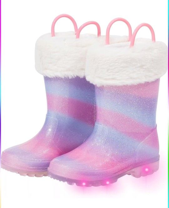 NWT- FUNCOO Plus Waterproof Kids Light Up Rain Boots Kids Size 2.5