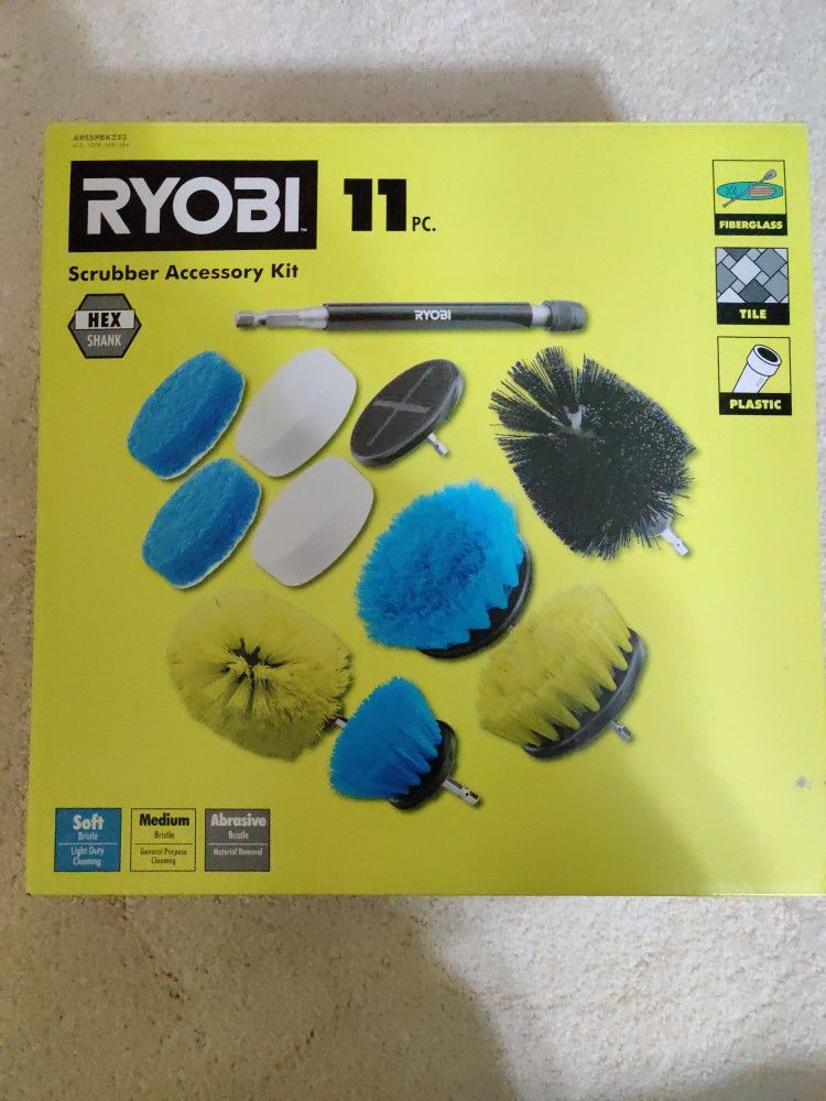 RYOBI 11-Piece Power Scrubber Kit (Hex Shank)