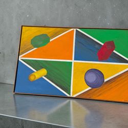 'Shapes in Space' unique art Mid-Century Modern- vivid colors in motion -perfect for meditation 