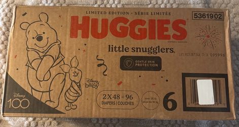 New Huggies Little Snugglers Baby Diapers, Size 6 (Over 35 lb), 96