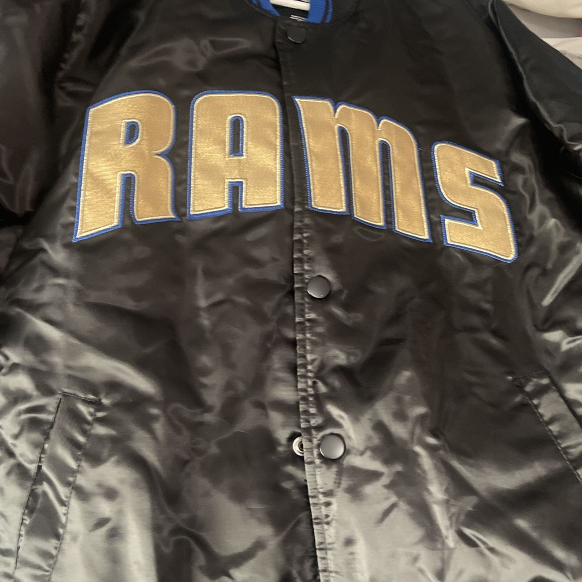 Los Angeles Rams Satin Bomber Black Jacket
