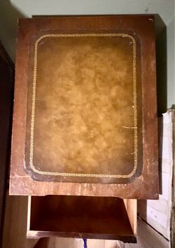 Vintage 2-Drawer Wood Nightstand / End Table with Embroidered Top