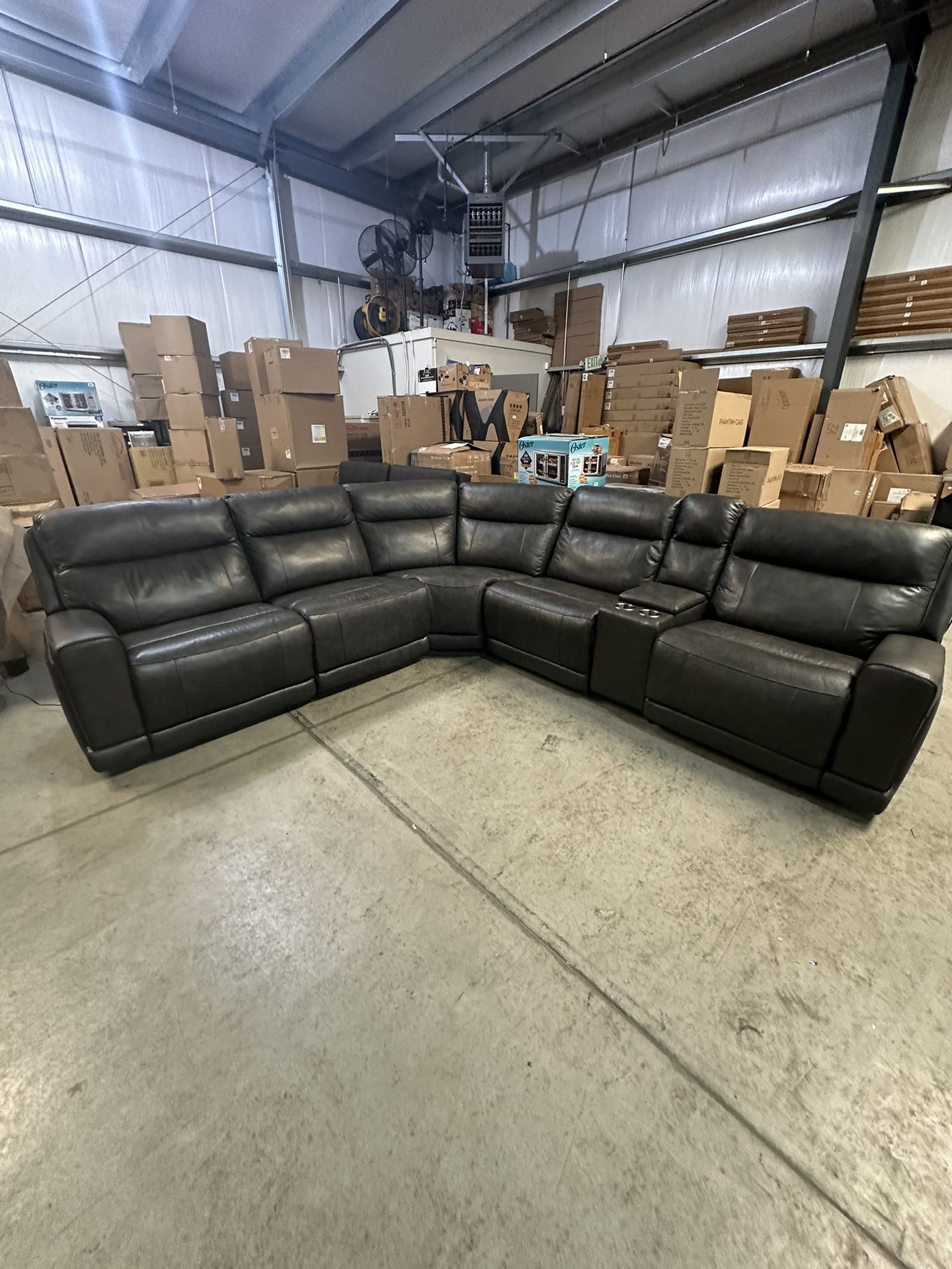 Lauretta 6pc Leather Power Reclining Sectional