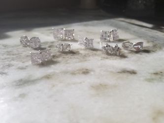 925 Sterling Silver CZ Studing Earings- all same price 10$ Purchase all 9 sets for a total sale price of 60$
