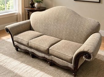 Thomasville Beige Victorian Feathered Down Sofa