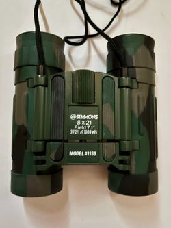 Small camo binoculars with case