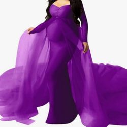 Off Shoulder Long Sleeve Maternity Dress