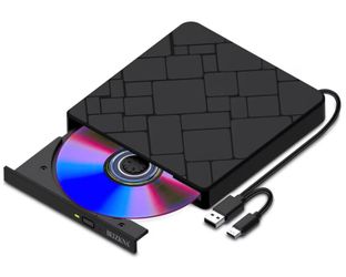 External CD DVD Drive for Laptop USB 3.0 & Type-C Portable CD DVD Player for CD ROM +/-RW Burner Reader Writer Optical Disc Drive for Laptop Desktop P