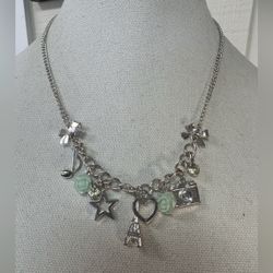 SilverTone Charm Style Dangle Necklace