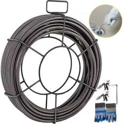 711#Drain Cleaning Cable 75 Feet x 1/2 Inch Solid Core Cable Sewer Cable Drain Auger Cable Cleaner Snake Clog Pipe Drain Cleaning Cable Sewer Drain Au