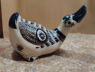 Vintage Tonalá Mexican Folk Art Pottery Duck signed Mateos