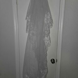 Wedding Vail Sheer And Lace Comb 