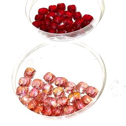 Red & Pink Crystal Bead Lot Of 48