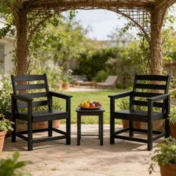 ❤️‍🔥 Black HDPE Plastic Patio Outdoor Dining Side Chair Set of 2 $90, 6x $240