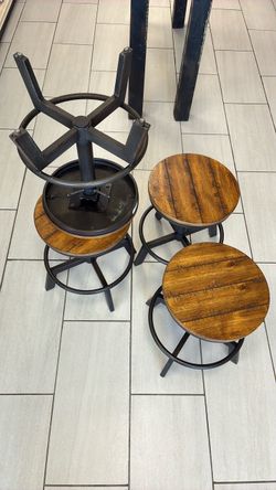 Industrial Wood and Metal Bar Stools