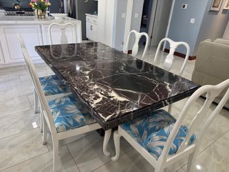 Marble dining table with chairs