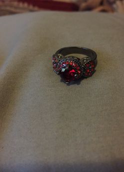18k black gold filled red ruby ring