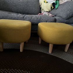 Upholstered Yellow Foot Stools