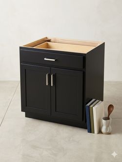 NEW Open Box Black Shaker 33” Kitchen Base Cabinet (B33) – Fully Assembled