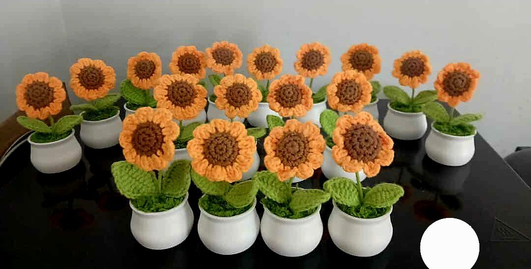 Crochet Mini Sunflower In Pot
