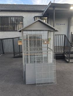 Heavy-Duty Large Metal Bird Aviary with Roof – 58” Tall