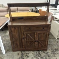 Farmhouse Coffee Bar Cabinet with Drawer, 39" Kitchen Hutch Sideboard Buffet Cabinet