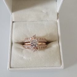 Rose Gold Over Sterling Silver engagement Wedding promise Ring 
