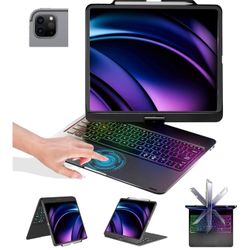 Keyboard Case for iPad Air 13 inch(M3/M2)&iPad Pro 13(M5/M4),iPad Pro 12.9(6th/5th /4th/3rd Gen) Case w Keyboard, 360° Rotation, Touchpad, Backlight