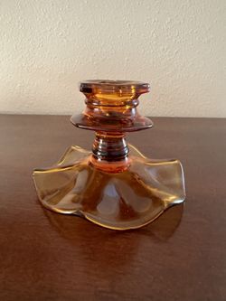 Vintage Amber Fostoria Depression Glass Taper Candle Holder