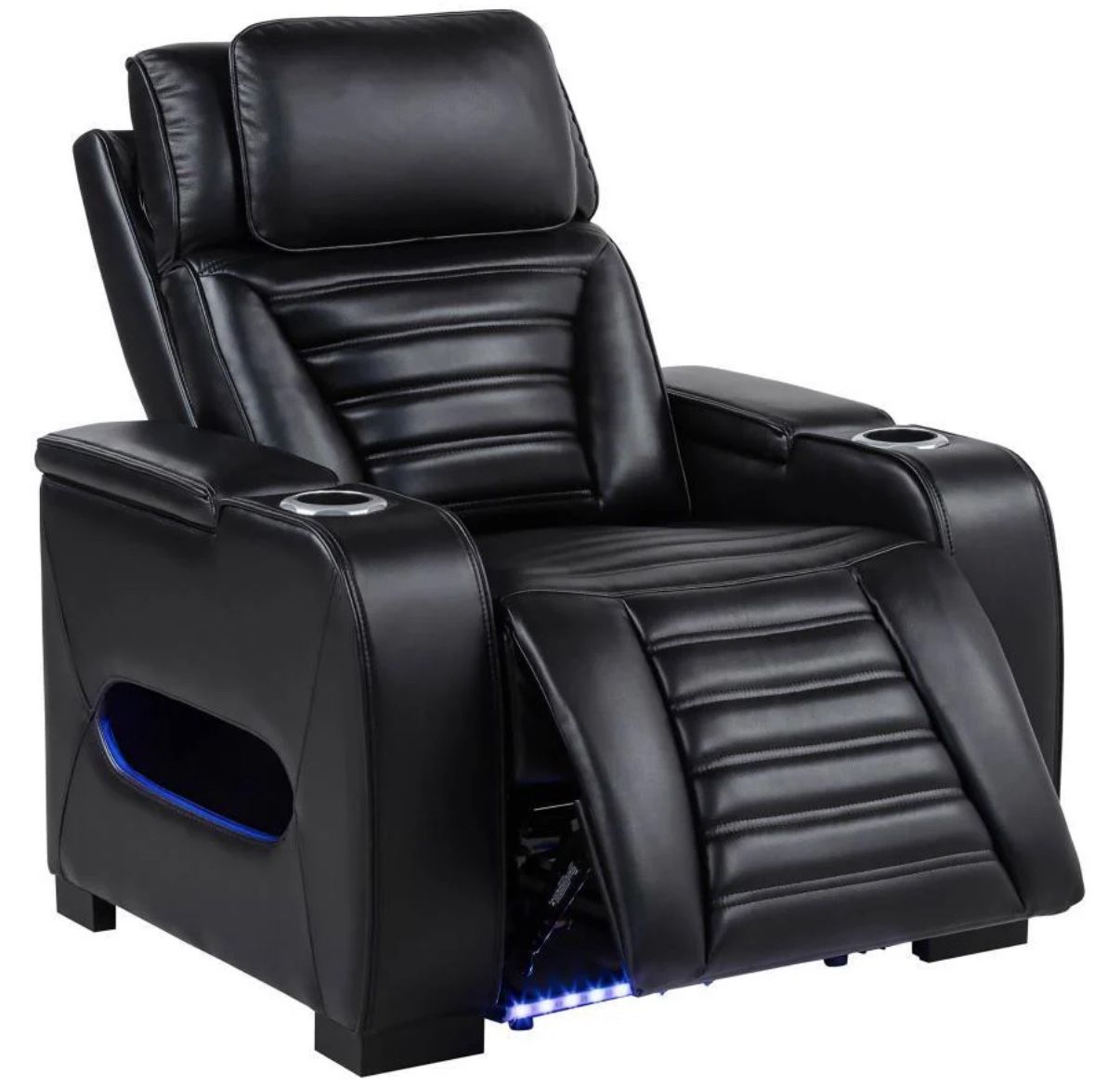 Sillón Reclinable Dual Power con LED Tapizado en Cuero Sintético – Negro