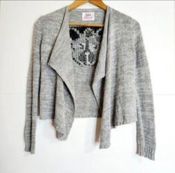 Girl's gray cardigan sweater size: 8