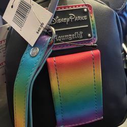 Disney Parks Loungefly Rainbow Pride Mini Backpack Wristlet Belt Bag